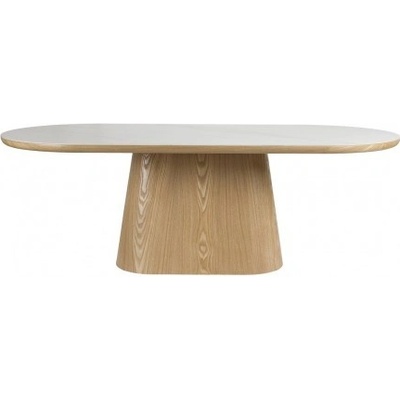 White Label Living Jídelní oválný stůl ALMIRA 200 x 90 cm přírodní bílá deska