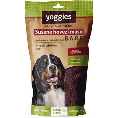 Yoggies Sušené Hovězí maso pro psy proužky 45 g