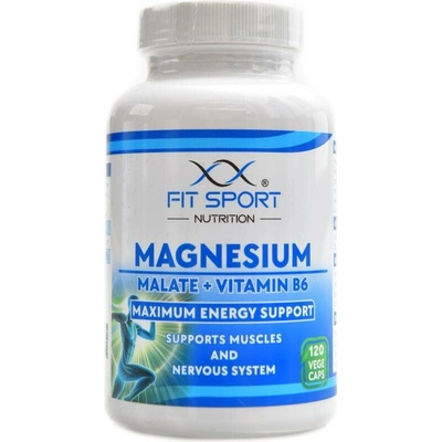 FitSport Nutrition Magnesium Malate + Vitamin B6 120 vege kapslí