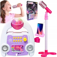 Karaoke set Stator růžový s mikrofonem na stativu 55 88 cm