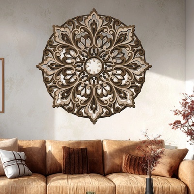dřevo života 4 vrstvá mandala SEBEDŮVĚRU Zvolte rozměr šxv (cm): 40x40, Zvolte barvu dekoru: Dub sunoma-Ořech-Wenge