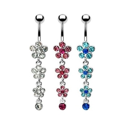 Šperky4U visací piercing do pupíku kytičky WP01057-B
