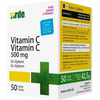 Virde Vitamin C 500 mg se šípkem 50 tablet – Hledejceny.cz
