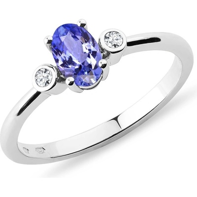Klenota Prsteň s tanzanitom a bezel diamantmi v bielom zlate R0490752
