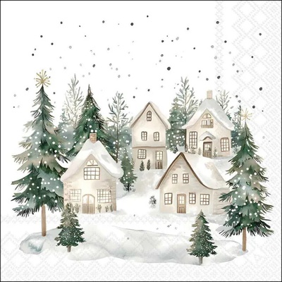 Ambiente Europe BV Servítky veľké Zasnežená dedinka 33x33cm