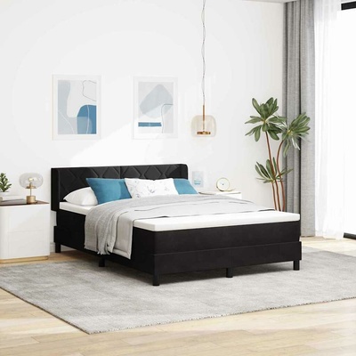 Postel s boxspringem s čelo Černý 140 x 190 cm samet