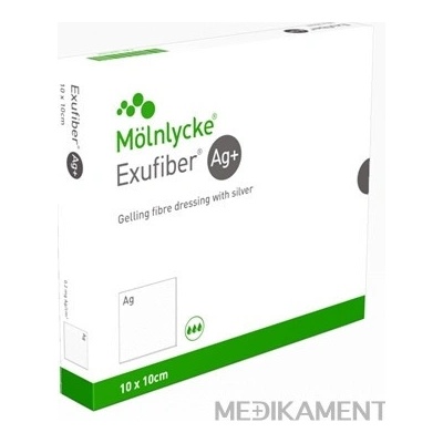 Exufiber Ag+ 10 x 10 cm krytie na rany hydrovláknité 10 ks