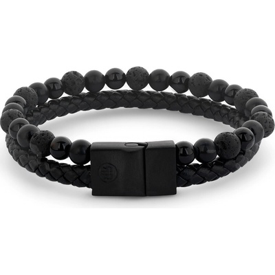 Rebel & Rose RR-M0057-B-L+ Bracelet Full Metal Combo 12mm Black Rocks
