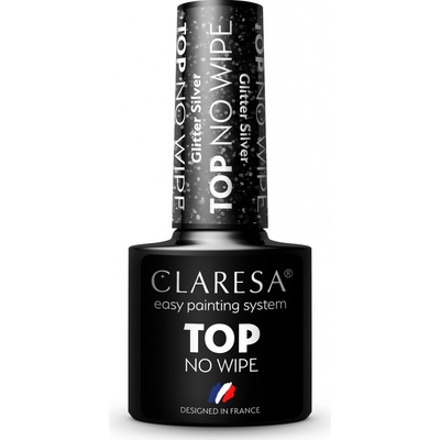 Claresa Gél lak Top No Wipe Glitter Silver 5 g