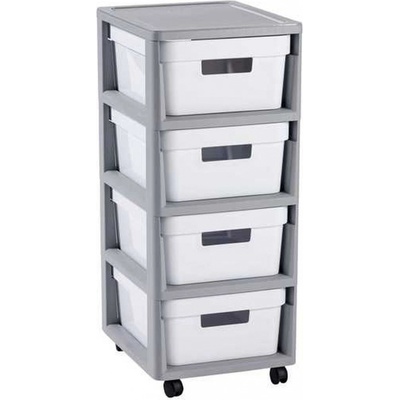 CURVER INFINITY 4x11L Regál so zásuvkami 36 x 30 x 69 cm biele 04355-Y36
