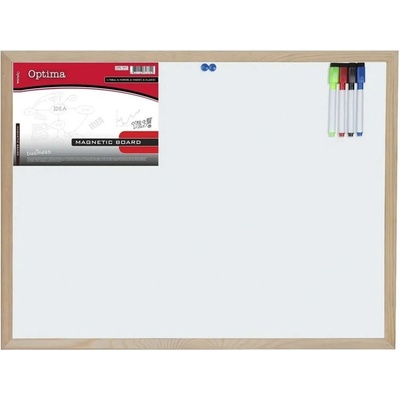 OPTIMA Biela tabuľa s magnetickým povrchom s dreveným rámom 60 × 90 cm 22326A