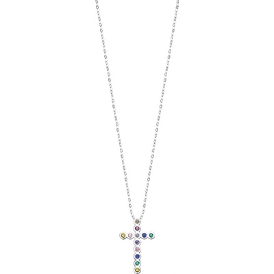 Lotus Silver Dizajnový strieborný náhrdelník s krížikom a trblietavými zirkónmi LP3248-1 / 1