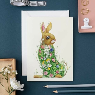 The DM Collection, UK The DM Collection Autorská pohlednice Bunny in a meadow 12 x 17