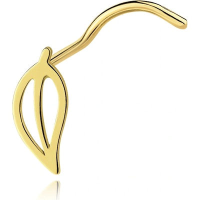 Šperky Eshop zlatý piercing do nosu ze 14karátového zlata s motivem listů S5GG271.01