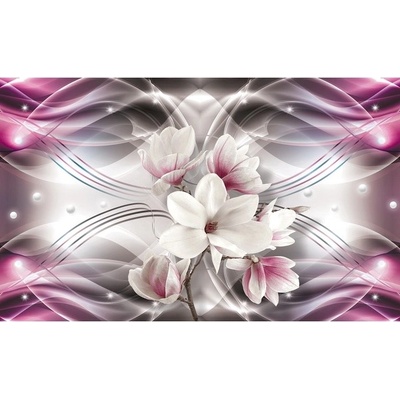 Preinterier FT5012 Fototapeta na stenu Ružové kvety na striebornom pozadí vlies 152cm x 104cm