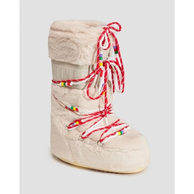 Moon Boot Icon Faux Fur béžové