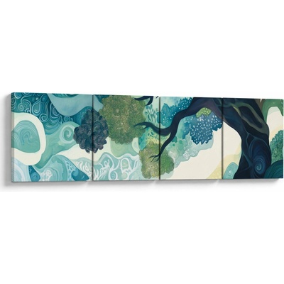 Obraz - Zelená koruna stromu života, Čtyřdílný 160x40 cm
