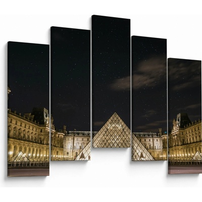Obraz - Louvre v noci, pětidílný 125x90 cm