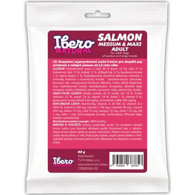 Ibero Natural Dog Medium & Maxi Adult Salmon 80 g