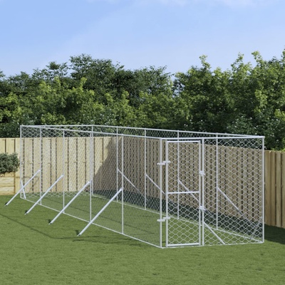vidaXL Venkovní psí kotec stříbrný 200 x 1000 x 200 cm