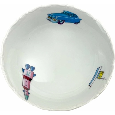 Český porcelán Miska dětská porcelánová Auto moto 16 cm 0,35 l