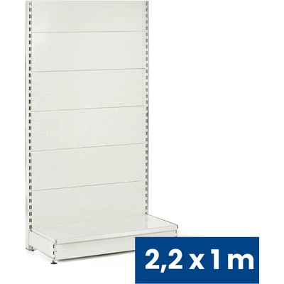 B2B Partner Prodejní regál jednostranný, perfo stěny, 2200 x 1000 x 450 mm, základní, bílá 926044