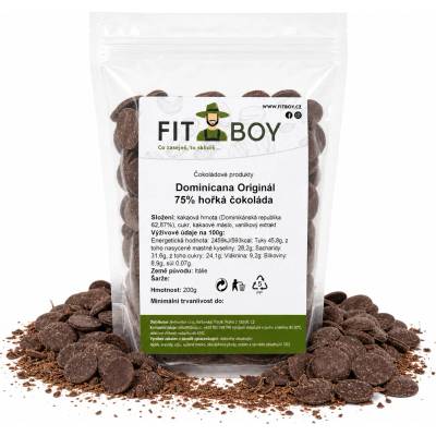 Fitboy Dominicana Originál 75% hořká čokoláda 200 g