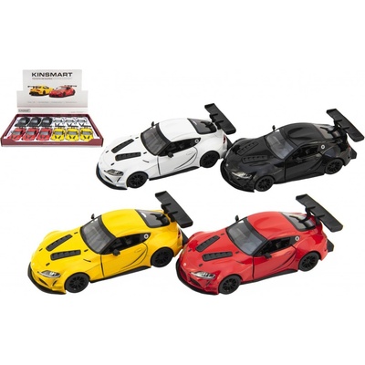 Teddies Auto Kinsmart Toyota GR Supra Racing Concept kov 12,5cm 4 farby na spätné natiahn. 12ks v boxe 1:36