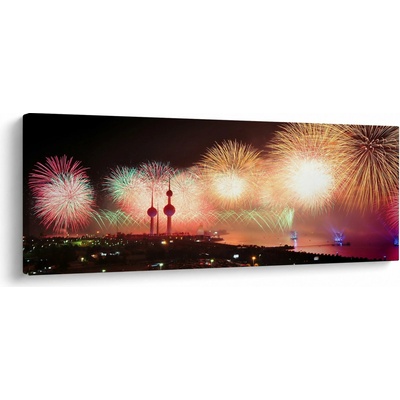 Obraz ohňostroje, jednodílný 100x40 cm