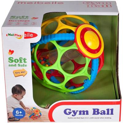MalPlay Chrastítko mäkká loptička pre bábätká 15 cm