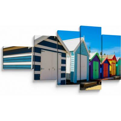 Obraz - Pláž Brighton, Melbourne, Austrália, päťdielne 110x60 cm