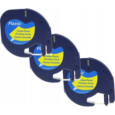 3x Páska do DYMO LetraTag 12mm x 4m žlutá 59423 Plas