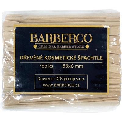 BARBERCO Dřevěné MINI špachtle k nanášení vosku 88x6mm 100 ks