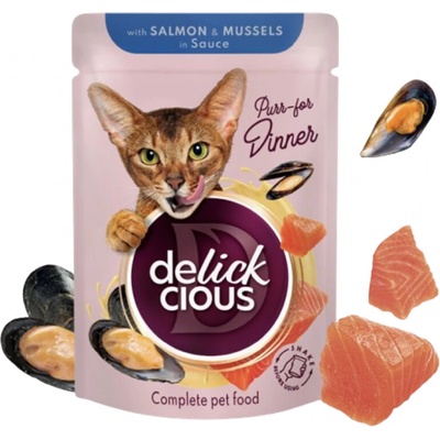 Delickcious Plátky s lososom a mušľami v omáčke 85 g