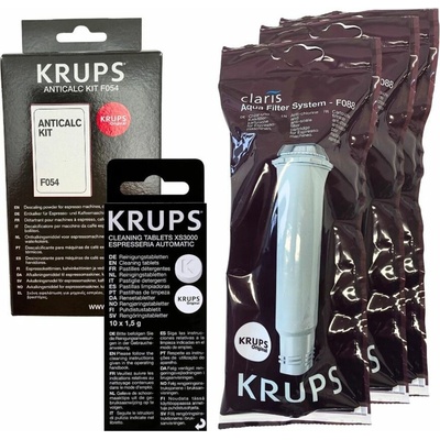 Krups F08801 Aqua Claris 3 ks + F0540010 odvápňovač + XS300010 čisticí tablety – Hledejceny.cz