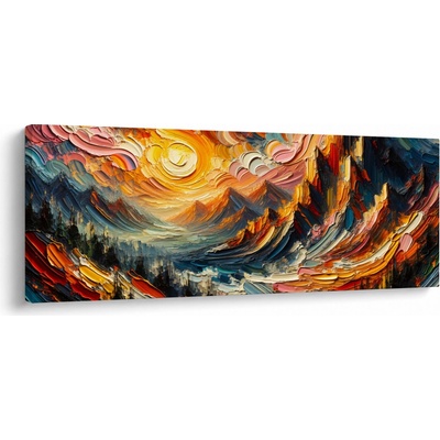 Obraz - Hory zalité sluncem, jednodílný 100x40 cm