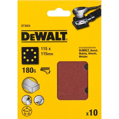 DeWALT DT3024 Papier brúsny 115x115mm P180 dierovaný suchý zips 10ks D26441/DWE6411