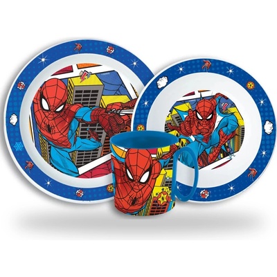 STOR Spider Man Grid Marvel dětský jídelní set talíř miska a hrnek 350 ml – Hledejceny.cz