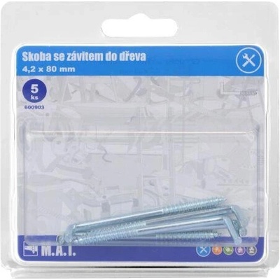 M.A.T. GROUP Skoba so závitom do dreva 80 × 4,2 mm, pozink, 5 ks