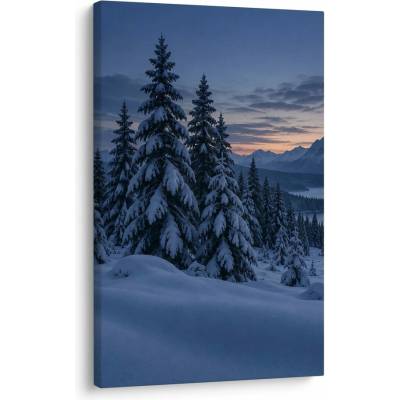 Dovido Obraz zasněné smrky u jezera - 80x120
