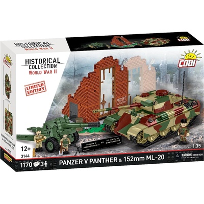 COBI 3144 Nemecký tank Panzer V Panther a ruské delo 152 mm ML-20