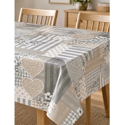 Obrus PVC MIS420, metráž, 20 m x 140 cm, patchworkový motív so srdiečkami, IMPOL TRADE
