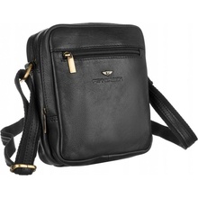 Pánska kožená crossbody taška čierna KT221
