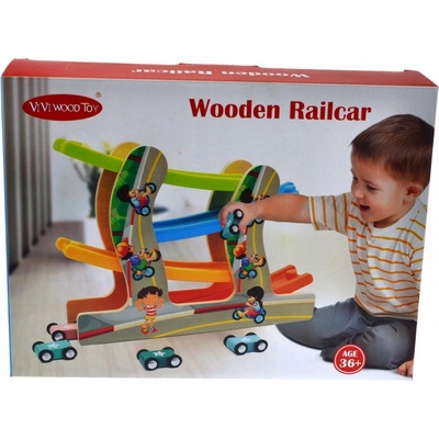 Wooden dřevěná autodráha 4 auta