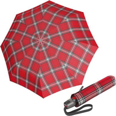 Knirps KNIRPS T.200 CHECK RED'N NAVY elegantný dámsky plne automatický dáždnik
