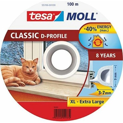 Tesa Tesnenie tesamoll profil D, 9 mm, biele, L-100 m, na okná a dvere