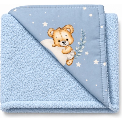 Baby Nellys Detská luxusná obojstranná deka Sleepy Teddy modrá