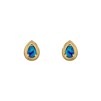 Elements gold Zlaté náušnice s austrálskym modrým opálom GE2522L