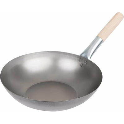 Vogue wok z měkké oceli s plochým dnem 33 cm