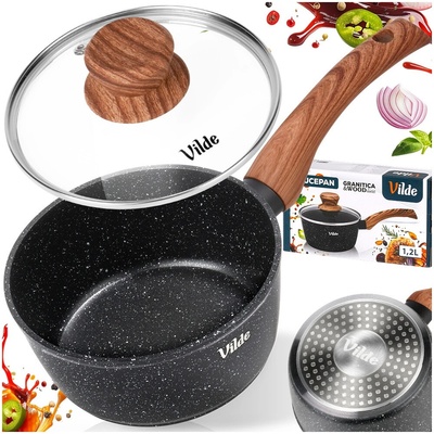 Vilde Rendlík granitový se skleněnou poklicí GRANITICA WOOD 16 cm, 1,2 l